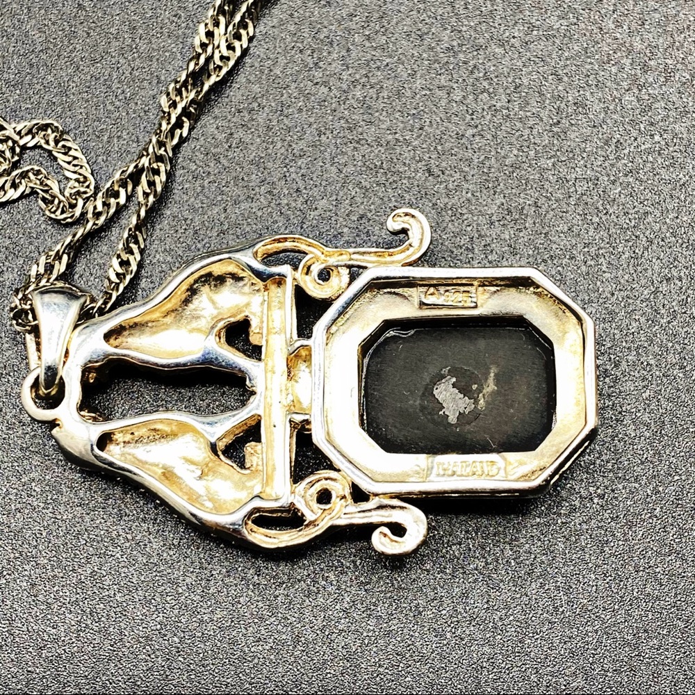 Vintage Silver Marcasite Jaguar Panther Necklace - Picture 11 of 15